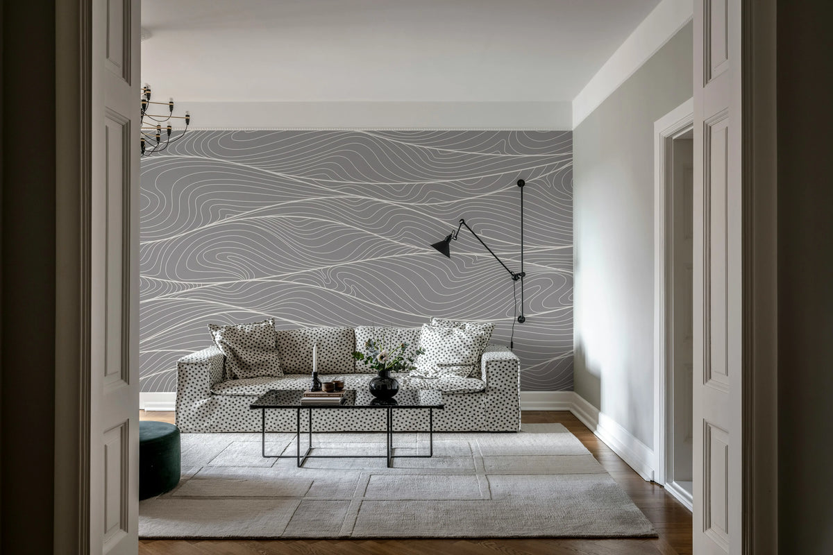 Soft Dunes, Gray Mural Wallpaper - room preview 02