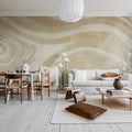 Ocean Lines, Beige Mural Wallpaper - room preview 02