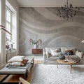 Ocean Lines, Gray Mural Wallpaper - room preview 02