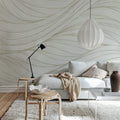 Flow Lines, Beige Mural Wallpaper - room preview 02