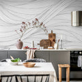 Flow Lines, Gray Mural Wallpaper - room preview 02
