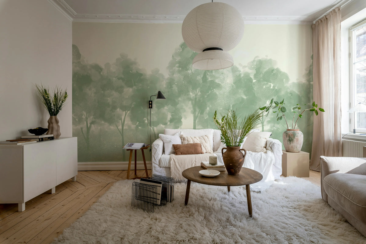 Misty Grove, Green Mural Wallpaper - room preview 02