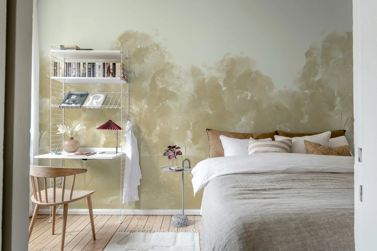Misty Grove, Beige Mural Wallpaper - room preview 02