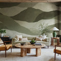 Misty Peaks, Green Mural Wallpaper - room preview 02
