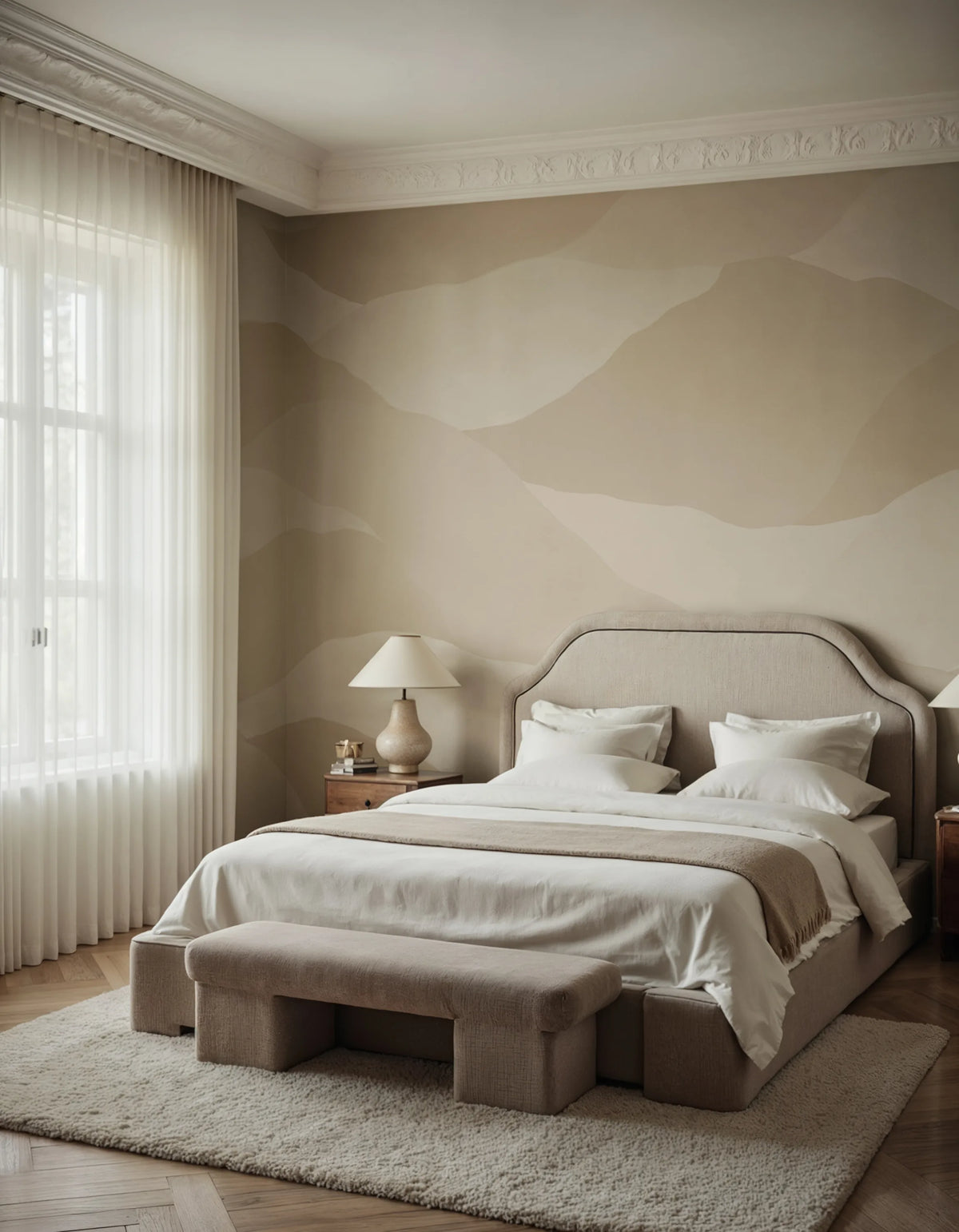 Misty Peaks, Peach Mural Wallpaper - room preview 02