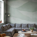 Misty Peaks, Light Green Mural Wallpaper - room preview 02