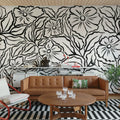 Ink Flowers, Black Mural Wallpaper - room preview 02