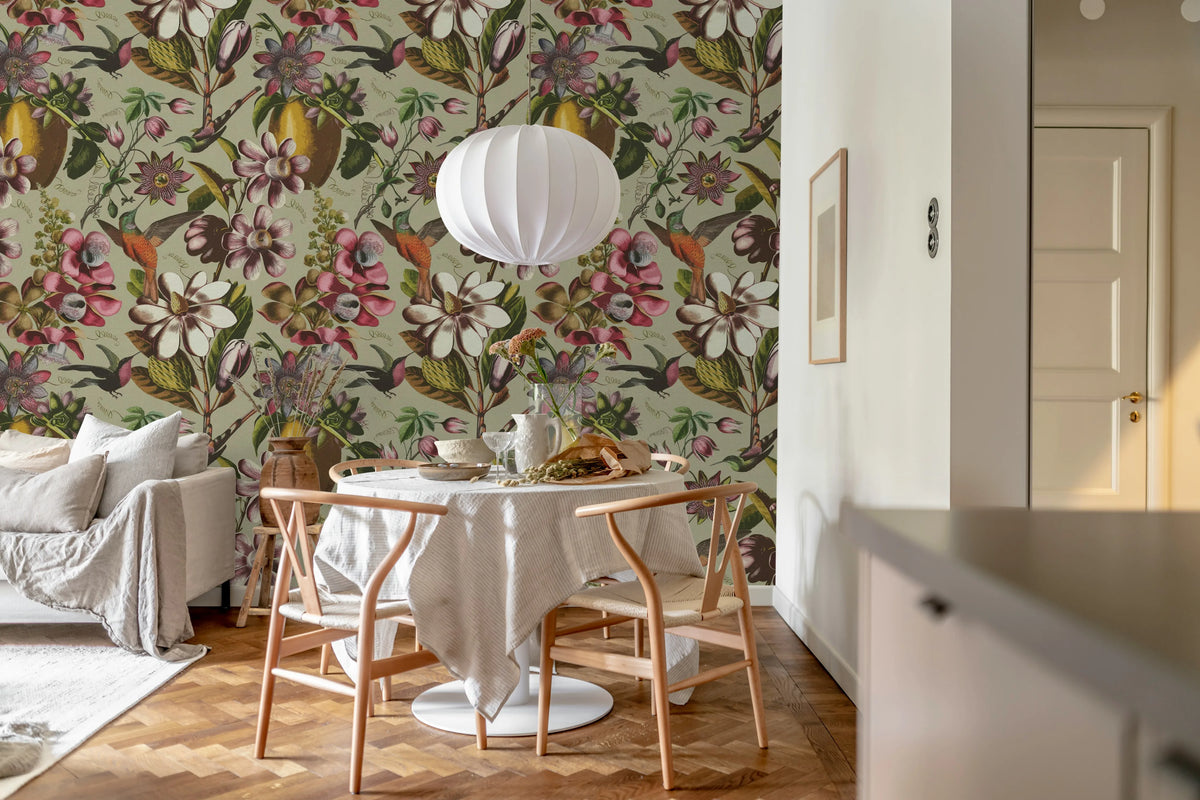 Flying Kolibri, Beige Mural Wallpaper - room preview 02
