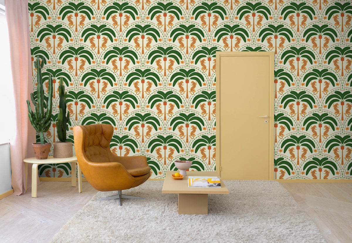 Jungle Rhythm, Yellow Mural Wallpaper - room preview 02