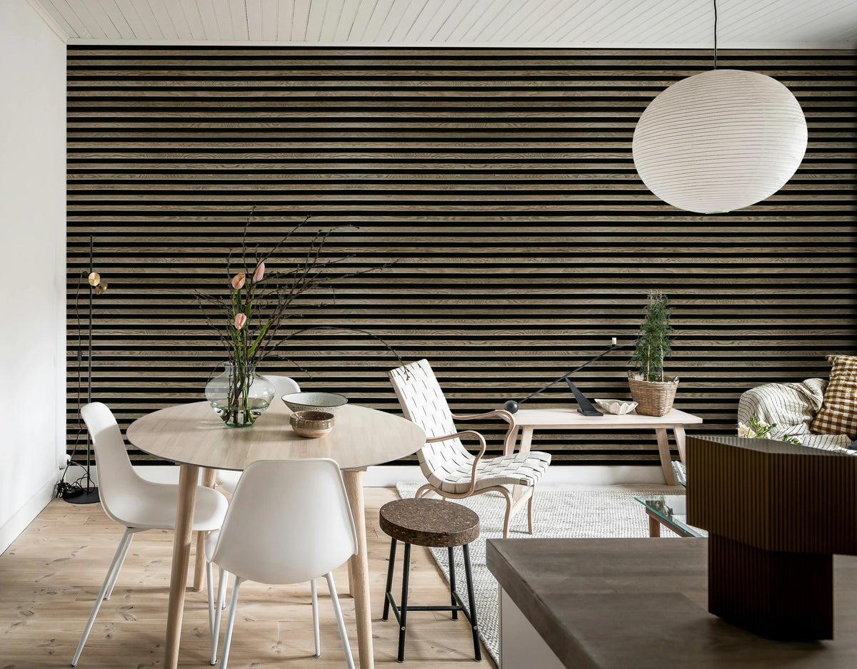 Rib Wood, Horizontal Oak Mural Wallpaper - room preview 02