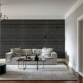 Rib Wood, Horizontal Gray Mural Wallpaper - room preview 02