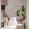 Abstract Shapes, Burgundy Mural Wallpaper - room preview 02