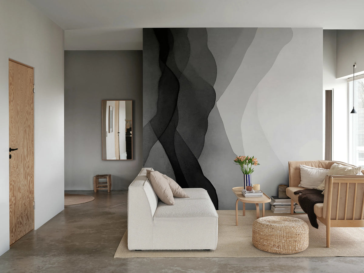 Vertical Gradient, Gray Mural Wallpaper - room preview 02