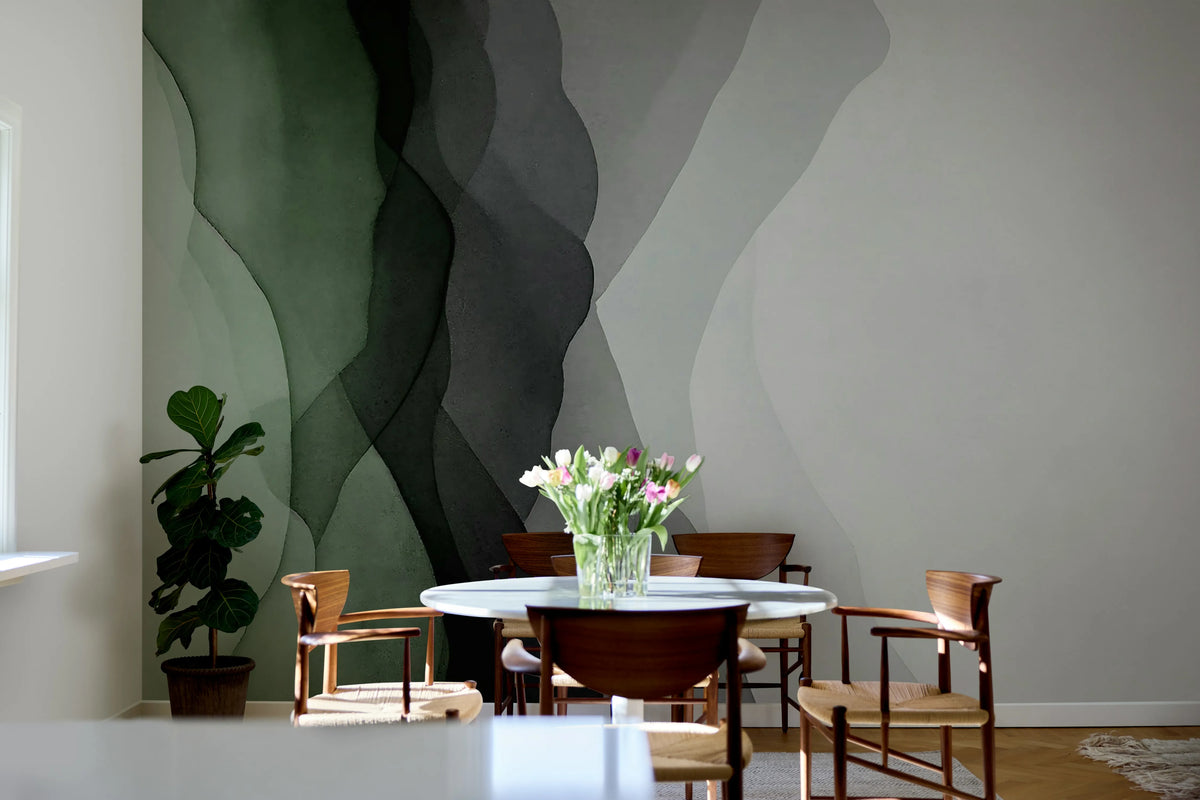 Vertical Gradient, Green Mural Wallpaper - room preview 02