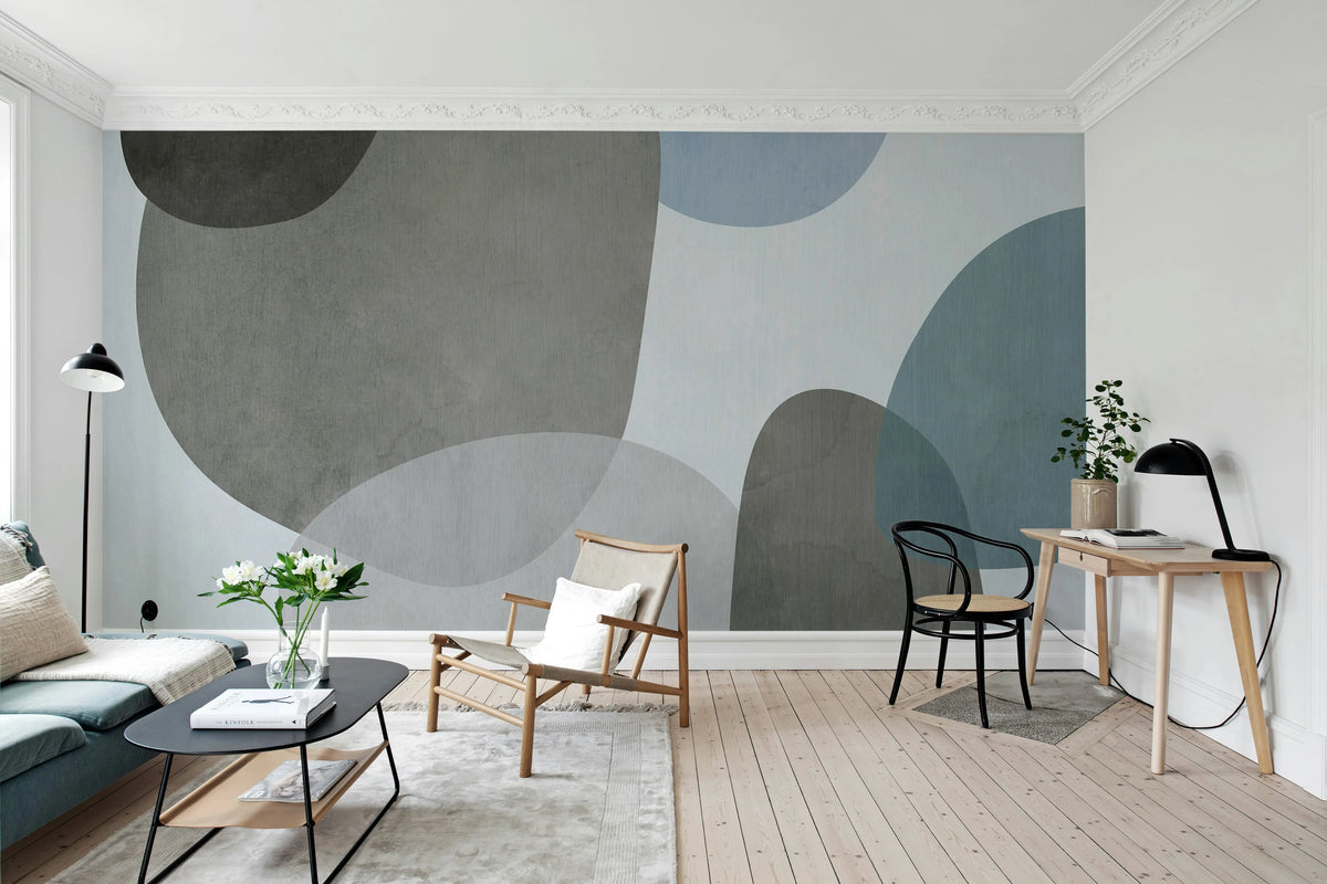Art Petals, Blue Mural Wallpaper - room preview 02