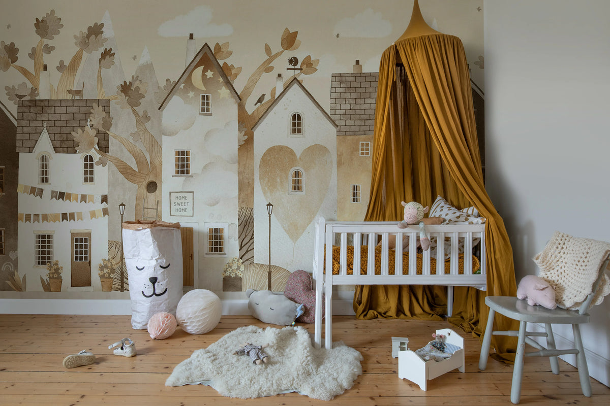 Cute Village, Autumn Mural Wallpaper - room preview 02