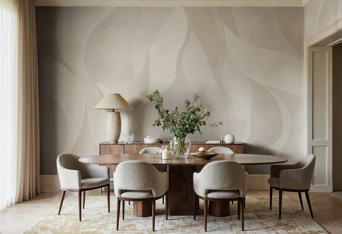 Velvet Flames, Beige Mural Wallpaper - room preview 02