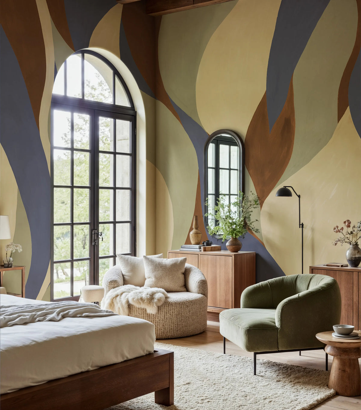 Velvet Flames, Brown Mural Wallpaper - room preview 02