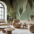 Velvet Flames, Green Mural Wallpaper - room preview 02
