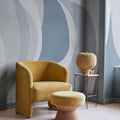 Velvet Flames, Blue Mural Wallpaper - room preview 02