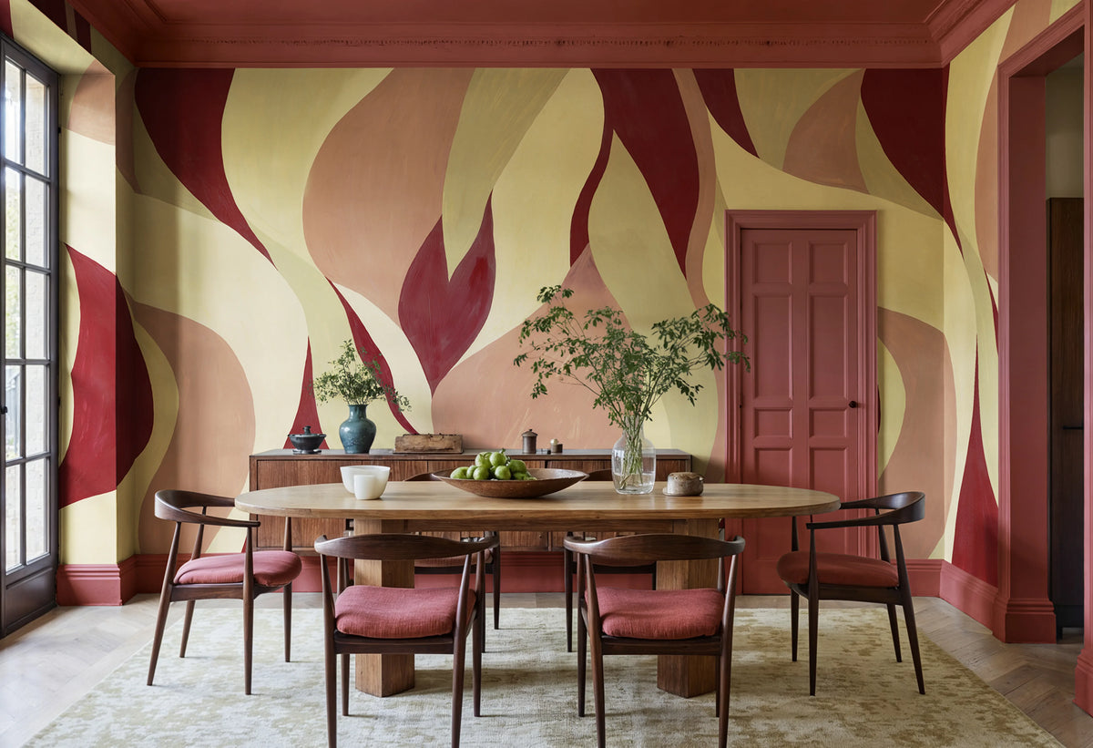 Velvet Flames, Pink Mural Wallpaper - room preview 02