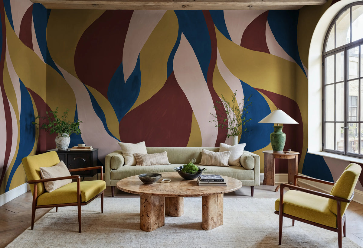 Velvet Flames, Red Mural Wallpaper - room preview 02