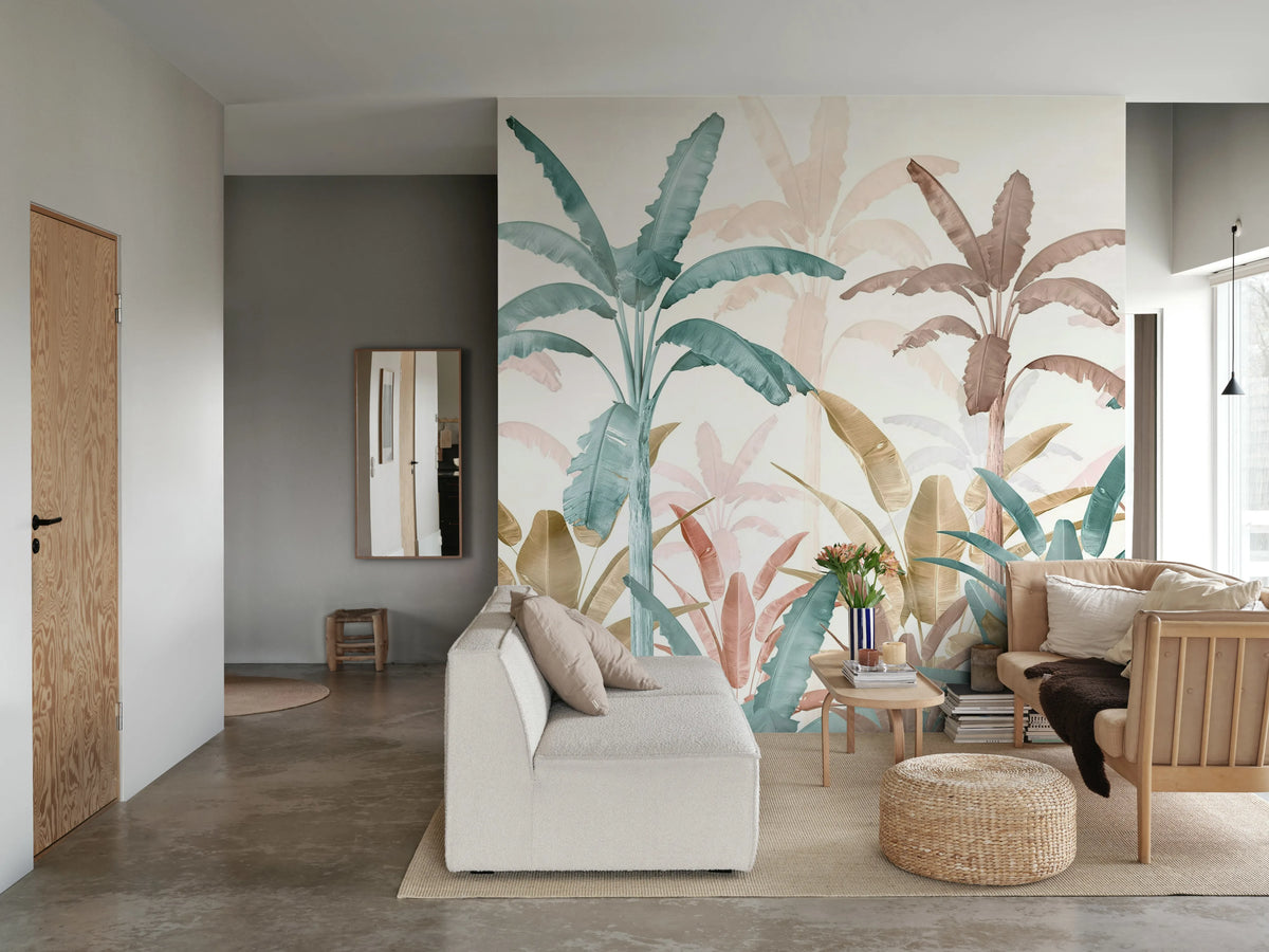 Serene Tropics, Blush Mural Wallpaper - room preview 02