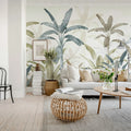 Serene Tropics, Sage Mural Wallpaper - room preview 02
