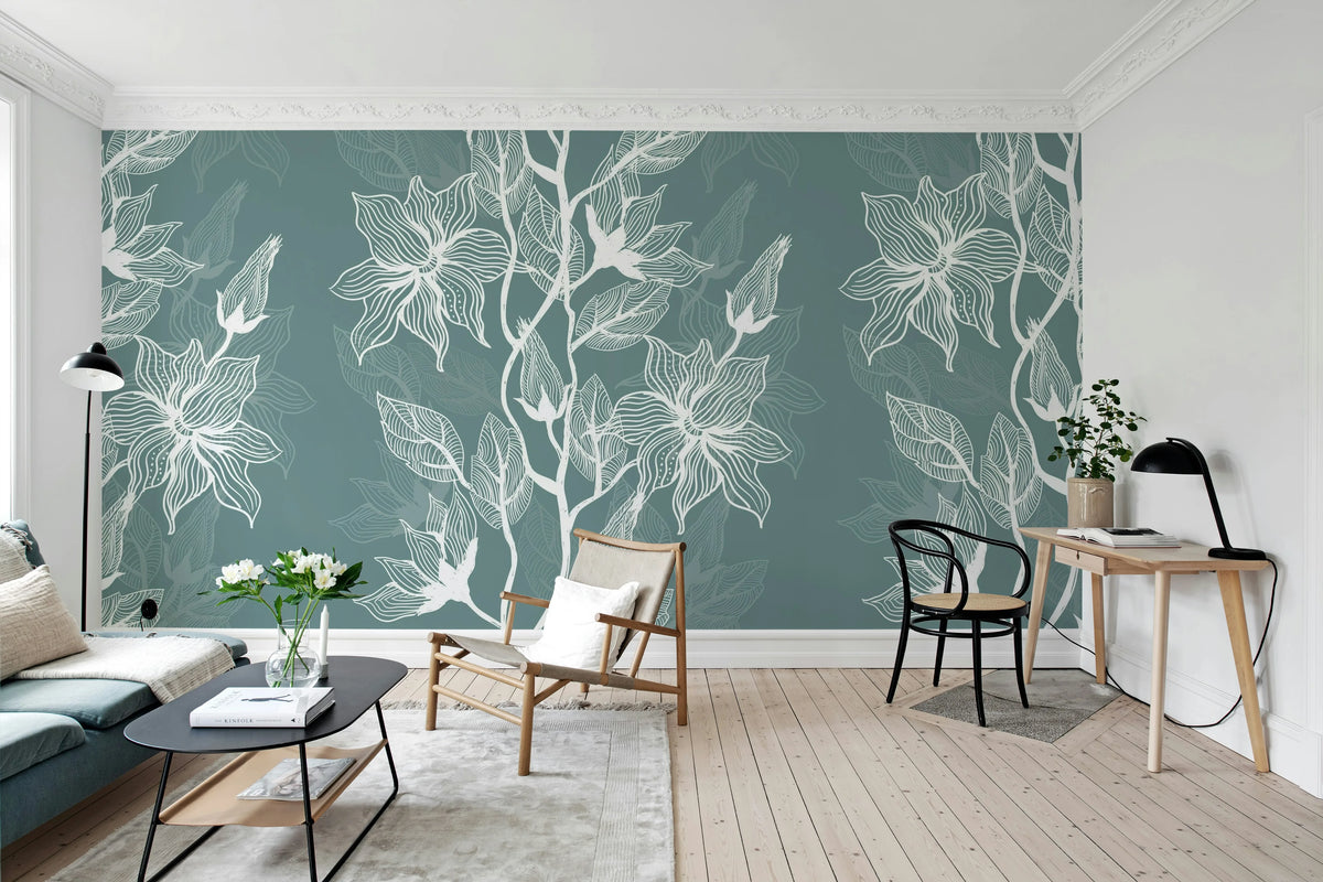 Giant Flora, Lagoon Mural Wallpaper - room preview 02