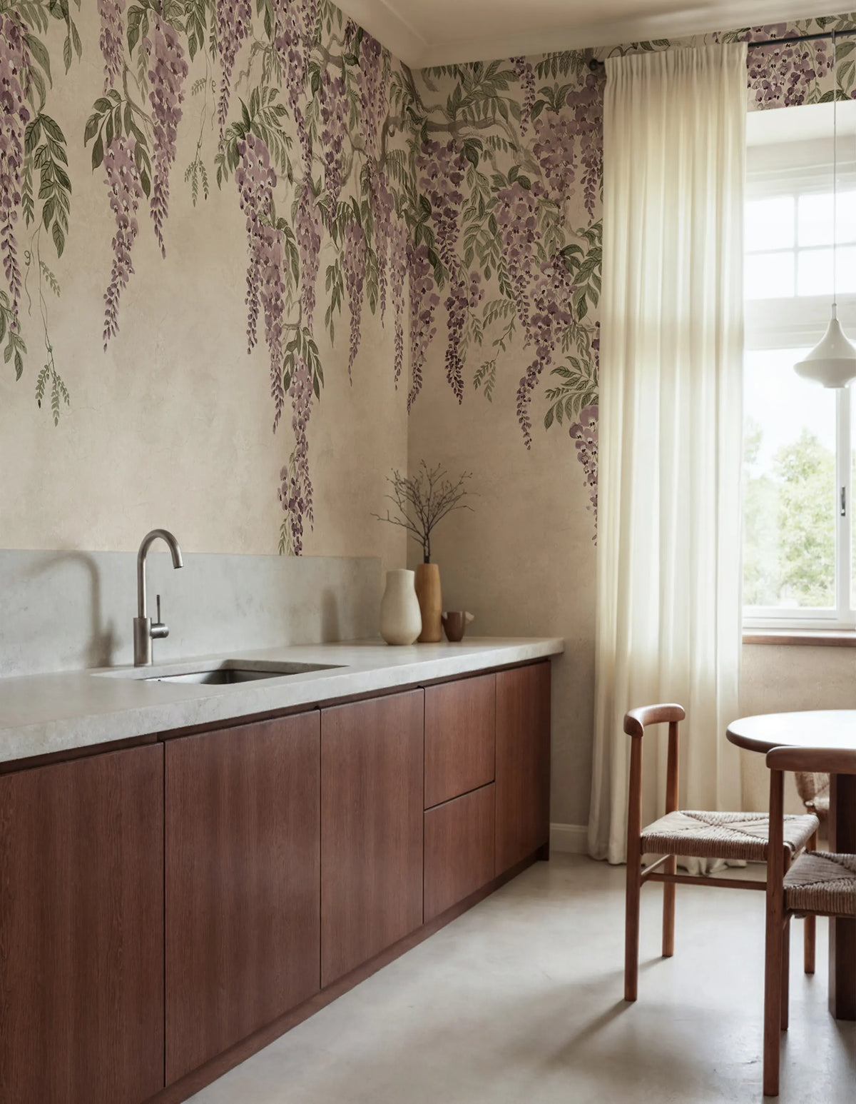 Whispers Wisteria, Purple Mural Wallpaper - room preview 02