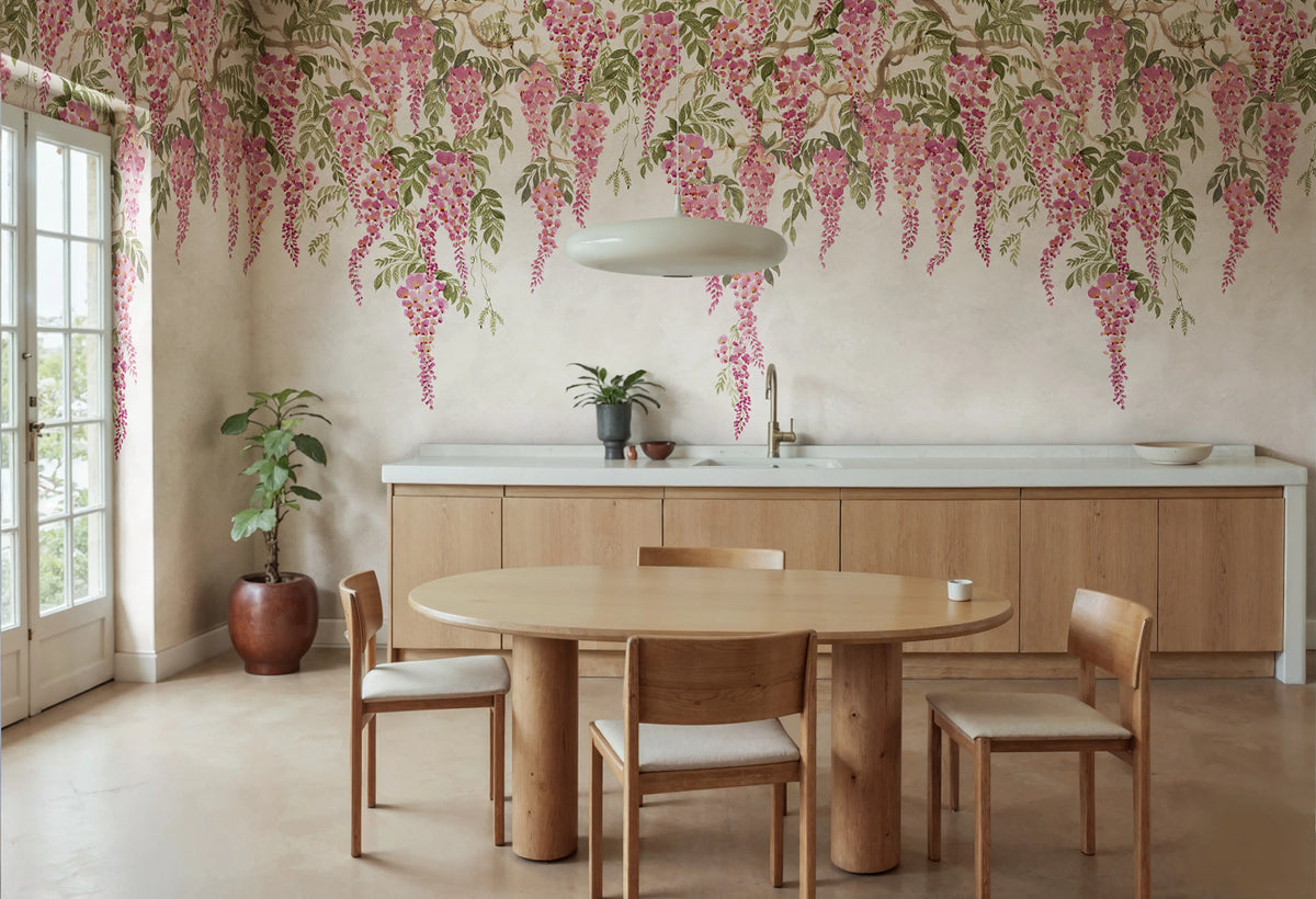 Whispers Wisteria, Pink Mural Wallpaper - room preview 02