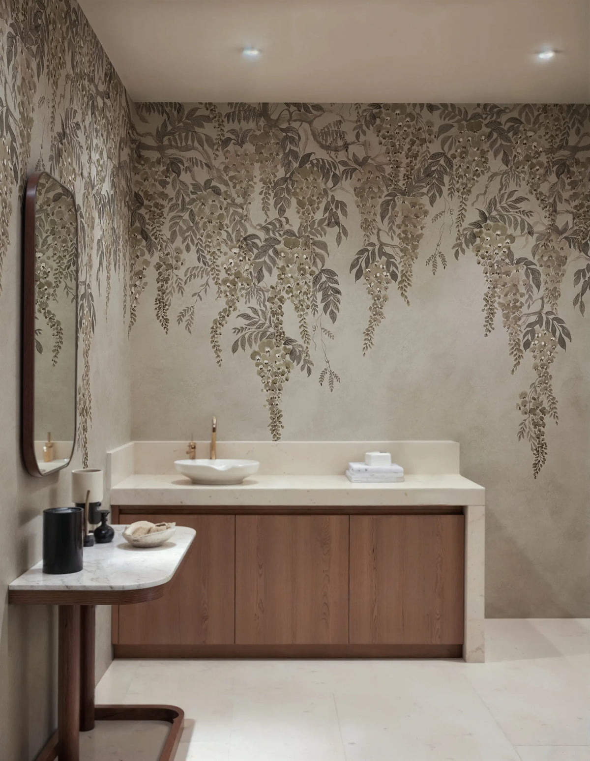 Whispers Wisteria, Gray Mural Wallpaper - room preview 02