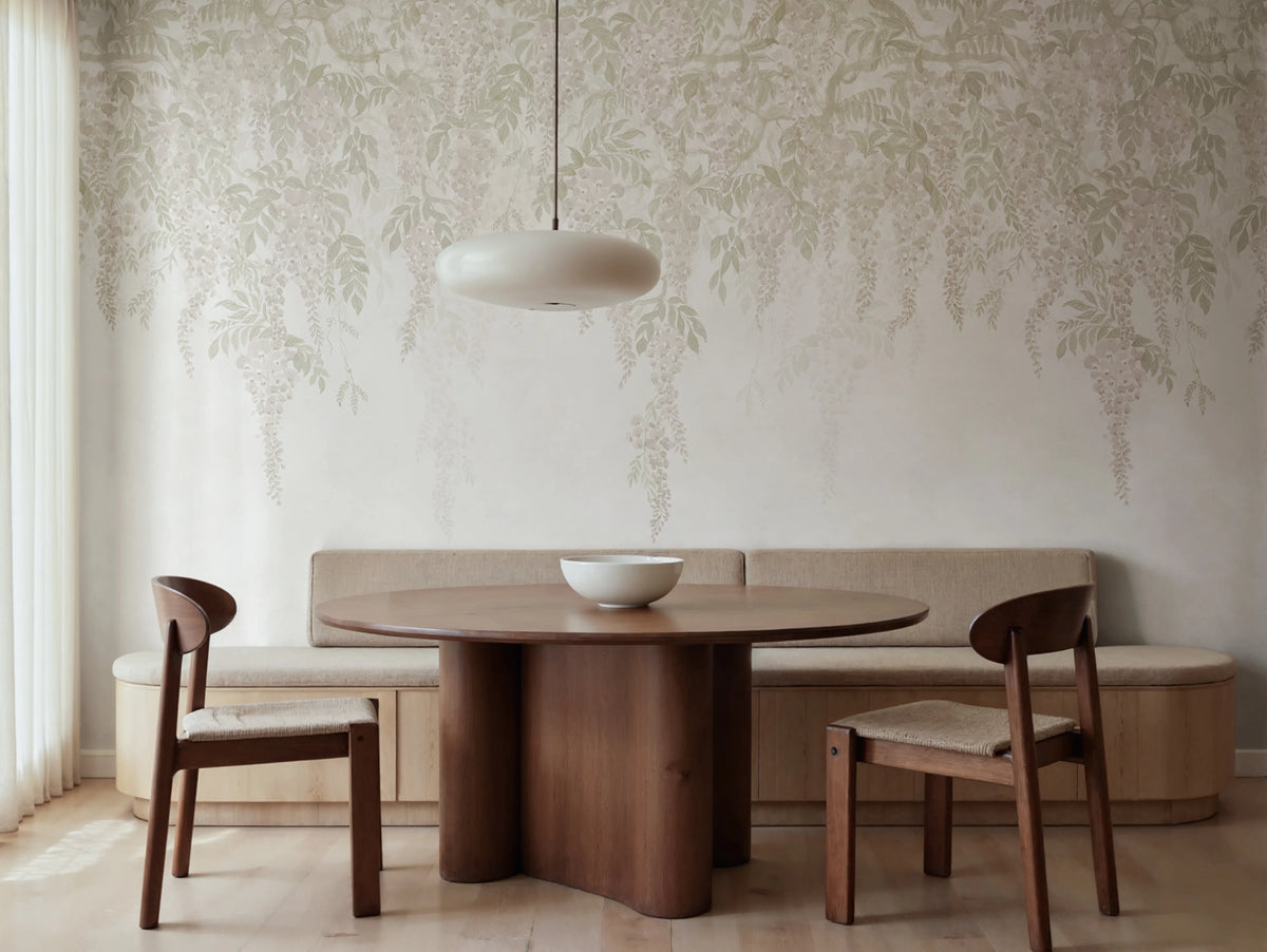 Whispers Wisteria, Beige Mural Wallpaper - room preview 02