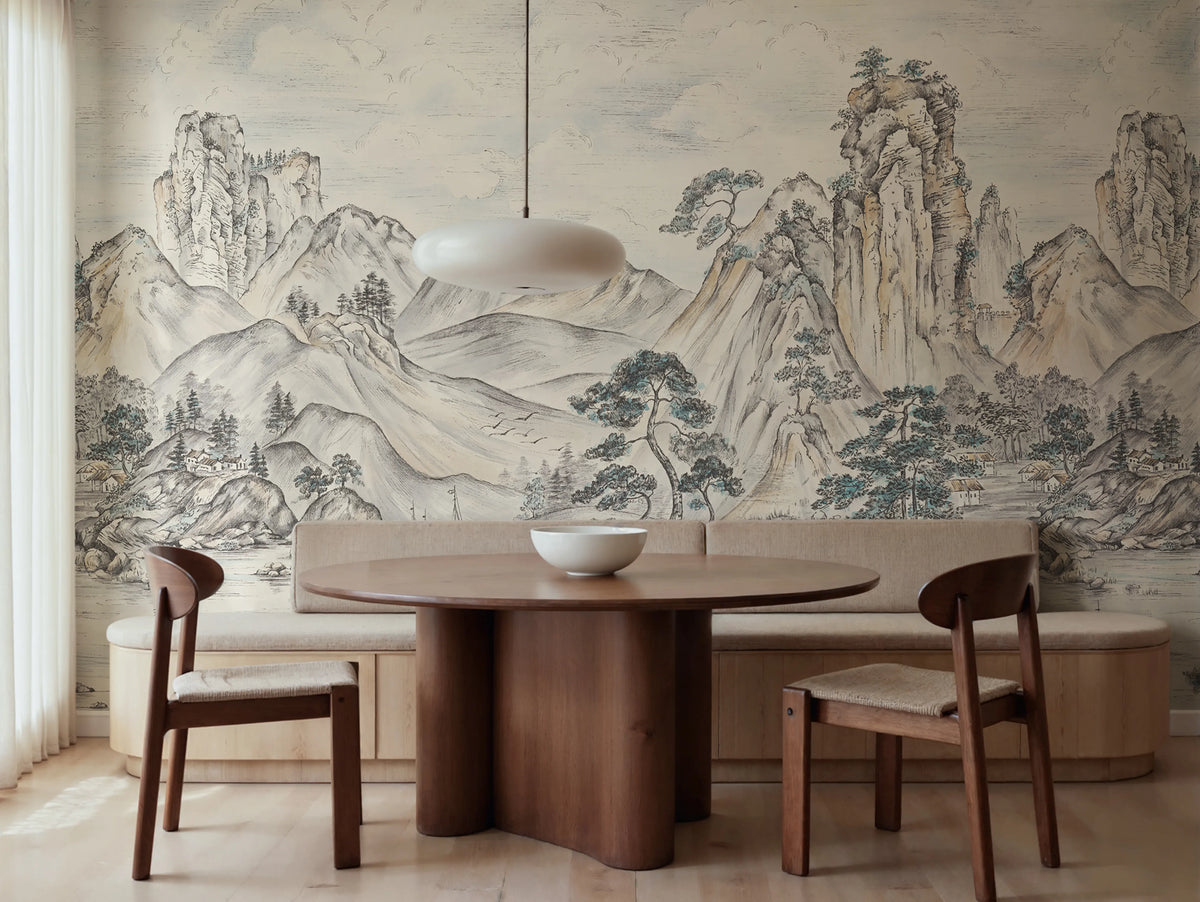 Timeless Pines, Beige Mural Wallpaper - room preview 02