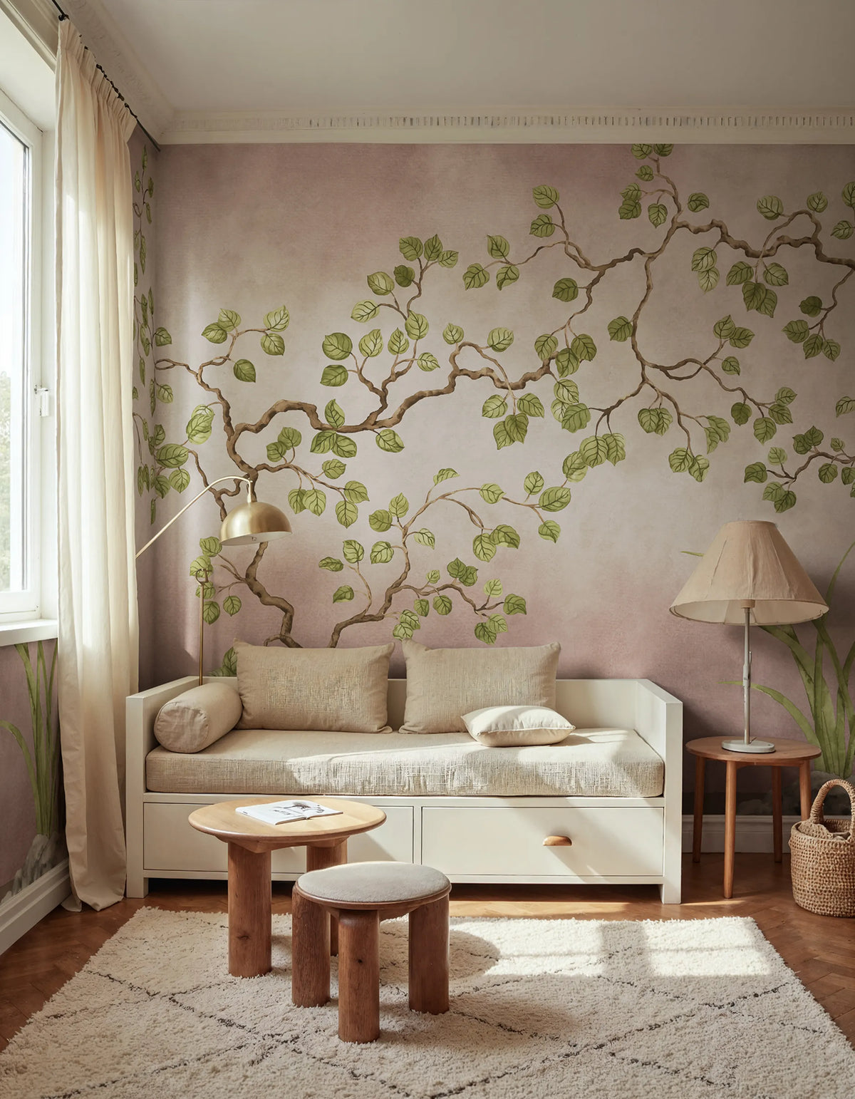 Forest of Dreams, Pink Mural Wallpaper - room preview 02