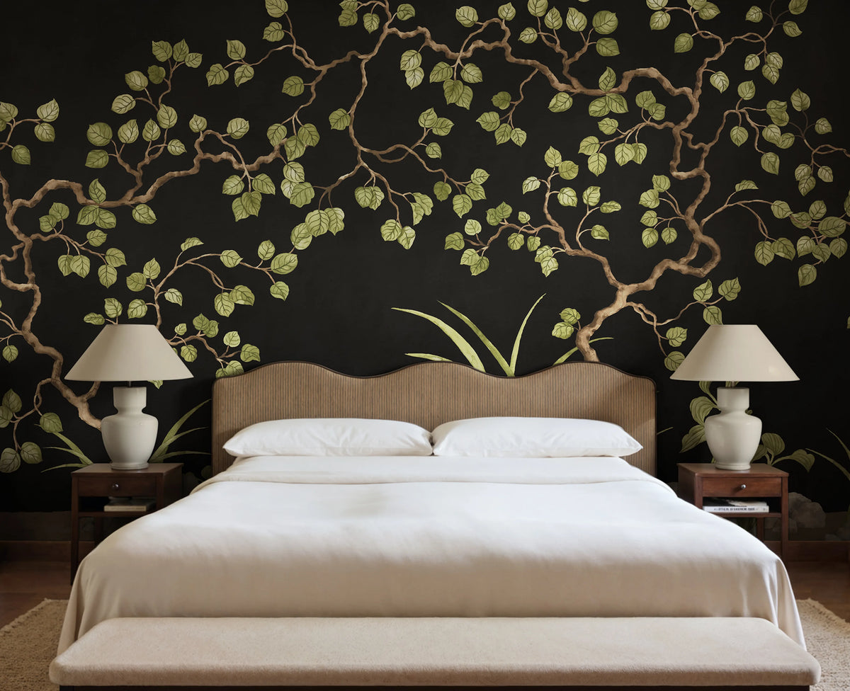 Forest of Dreams, Black Mural Wallpaper - room preview 02