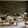 Where Cranes Dream, Black Mural Wallpaper - room preview 02