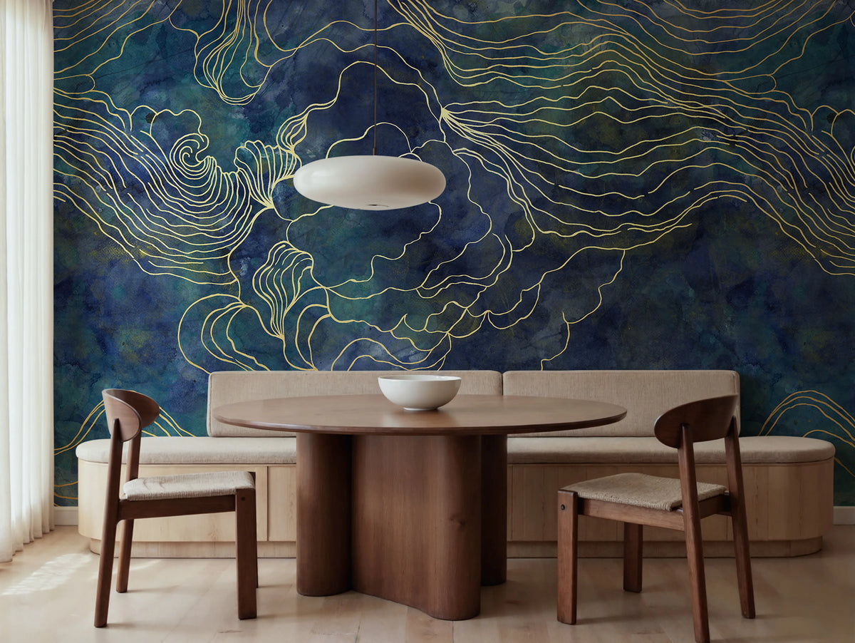 Opulence Storm, Dark Blue Mural Wallpaper - room preview 02