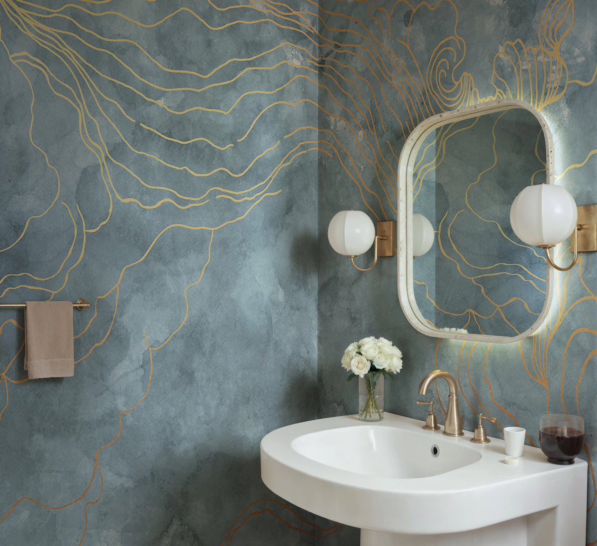 Opulence Storm, Light Blue Mural Wallpaper - room preview 02