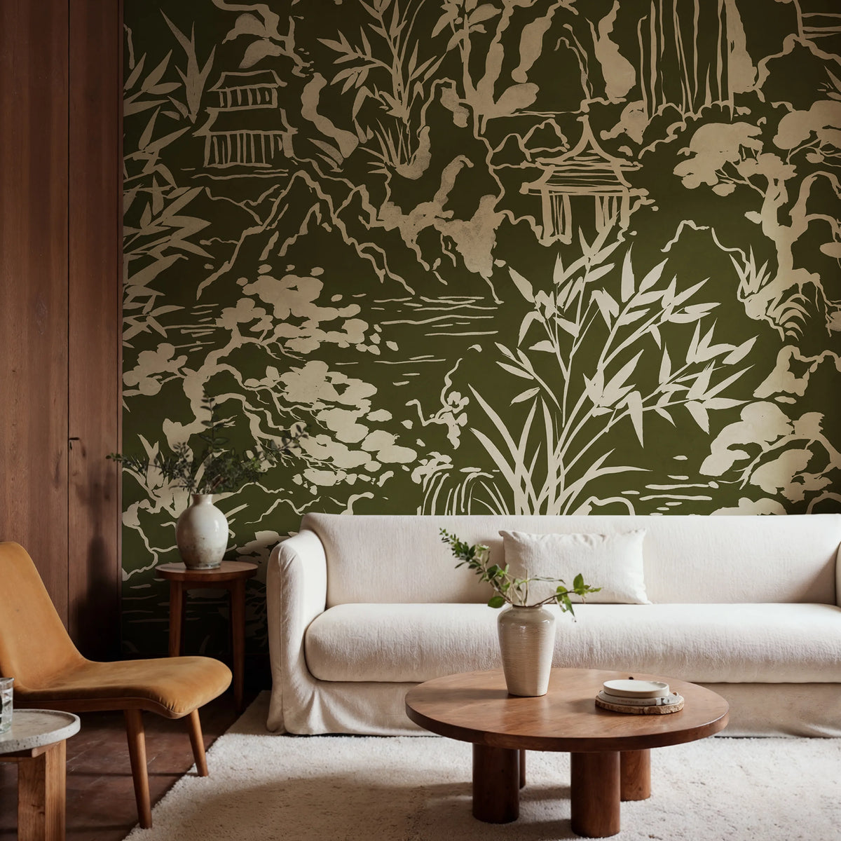 Ink Horizon, Green Mural Wallpaper - room preview 02