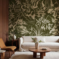Ink Horizon, Green Mural Wallpaper - room preview 02