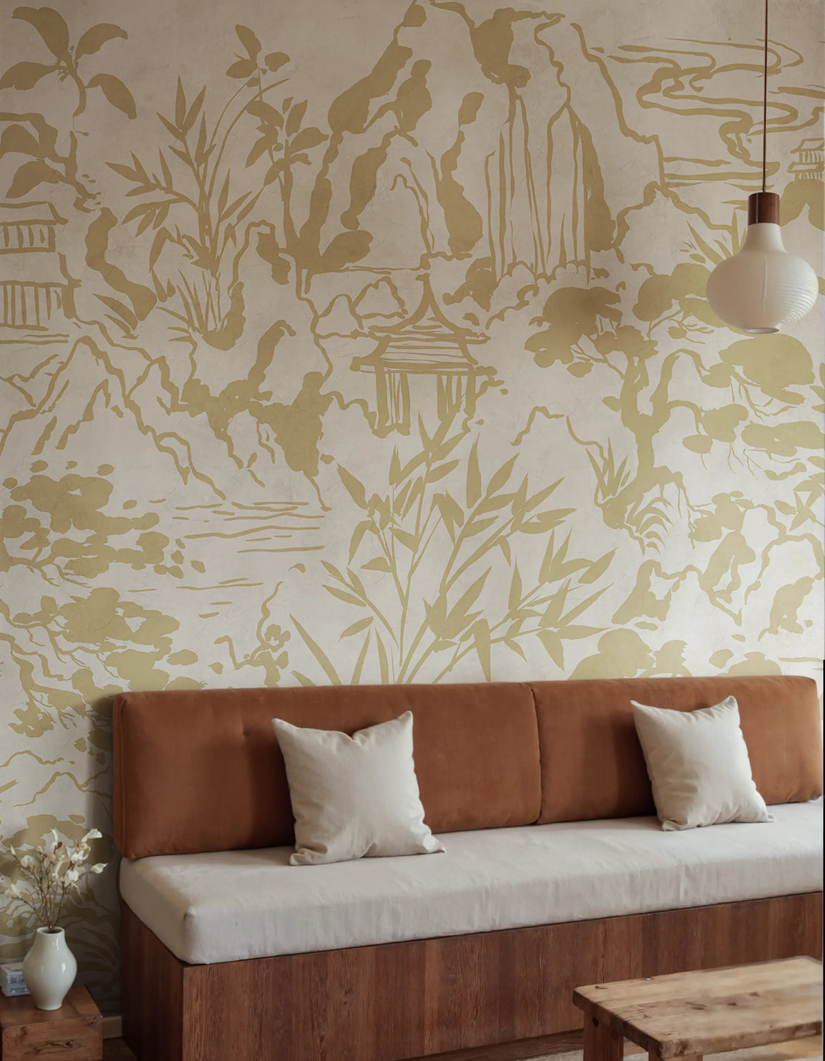 Ink Horizon, Beige Mural Wallpaper - room preview 02