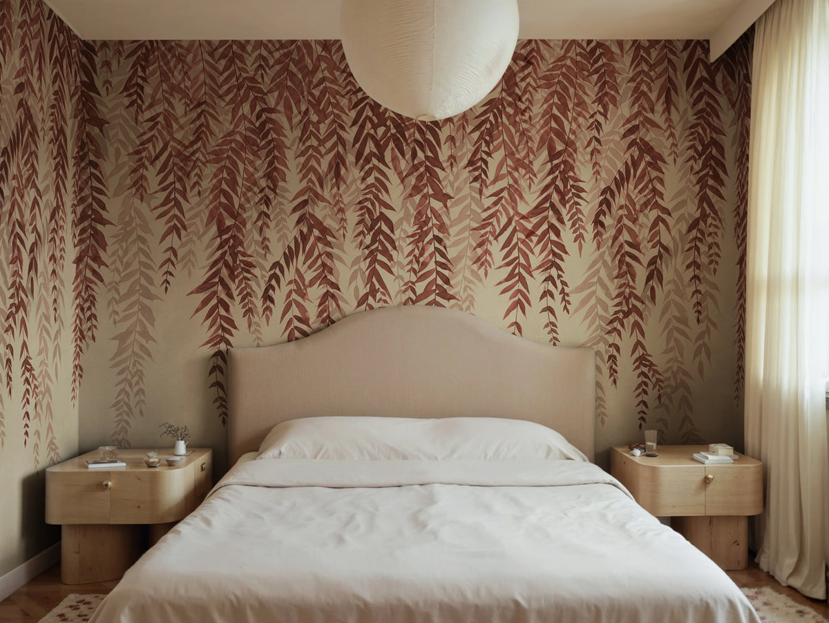 Whispers of Bamboo, Red Mural Wallpaper - room preview 02