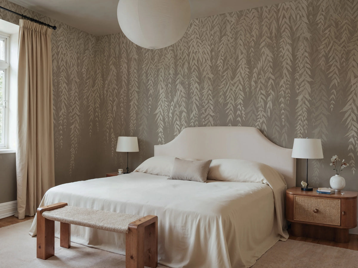 Whispers of Bamboo, Gray Mural Wallpaper - room preview 02