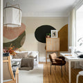 Modern Shapes, Beige Mural Wallpaper - room preview 02