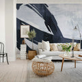 Artzy Stripes, Blue Mural Wallpaper - room preview 02