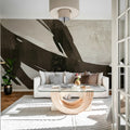 Artzy Stripes, Beige Mural Wallpaper - room preview 02