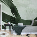 Artzy Stripes, Green Mural Wallpaper - room preview 02