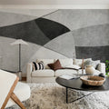 Shapes and Forms, Gray Mural Wallpaper - room preview 02