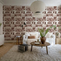 Palm Residence, Burgundy Mural Wallpaper - room preview 02